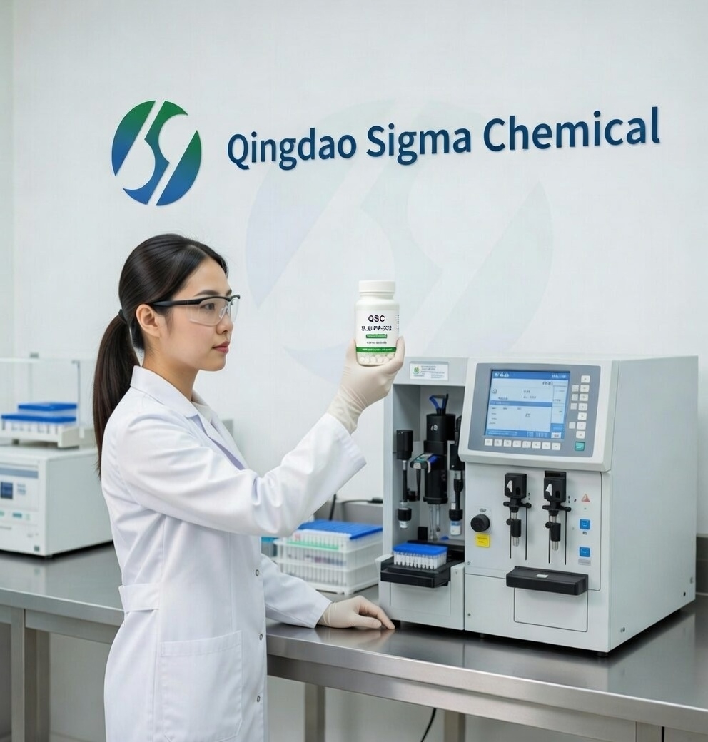 QSC scientist with tested tablet product